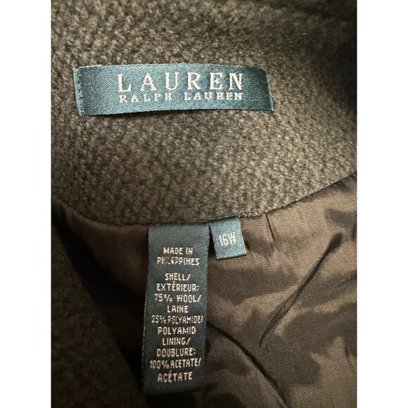Lauren Ralph Lauren Wool Herringbone Tweed Military Equestrian Blazer Green 16W - Picture 6 of 6